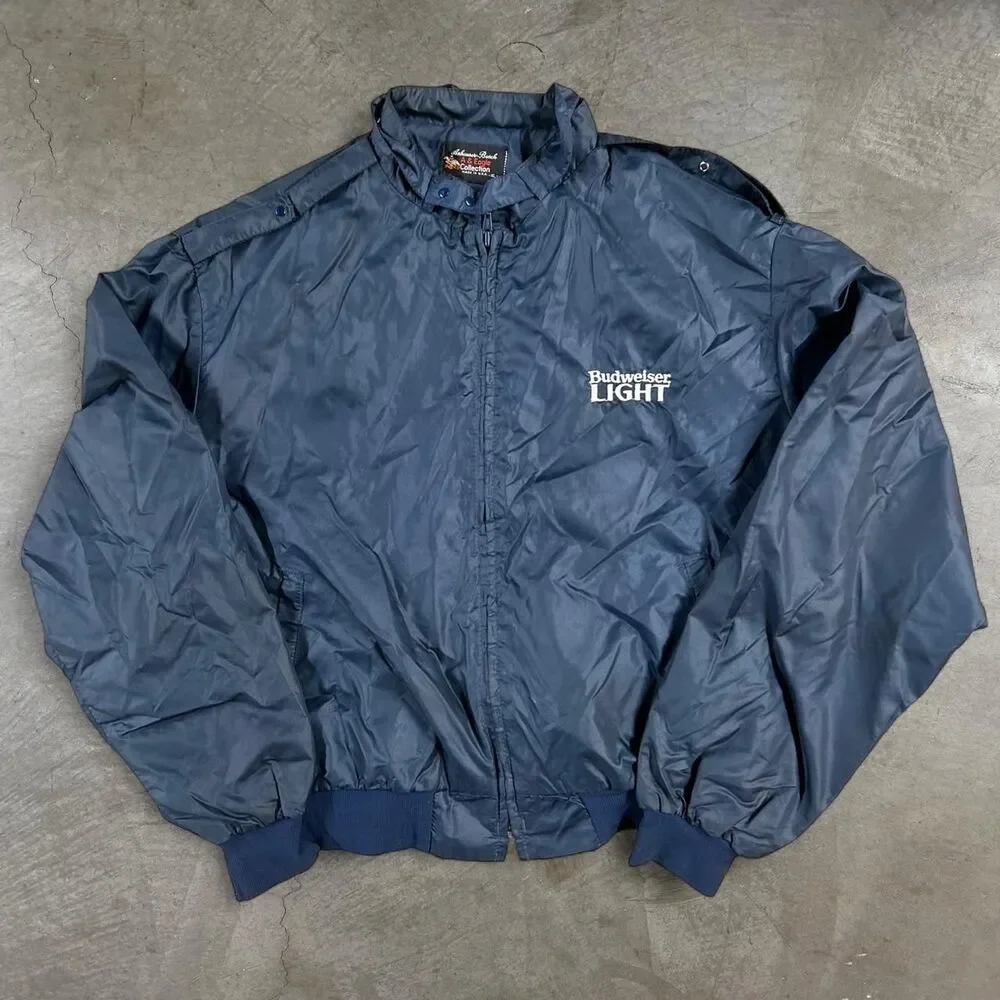 80s Vintage Budweiser Light Navy Blue Windbreaker Jacket